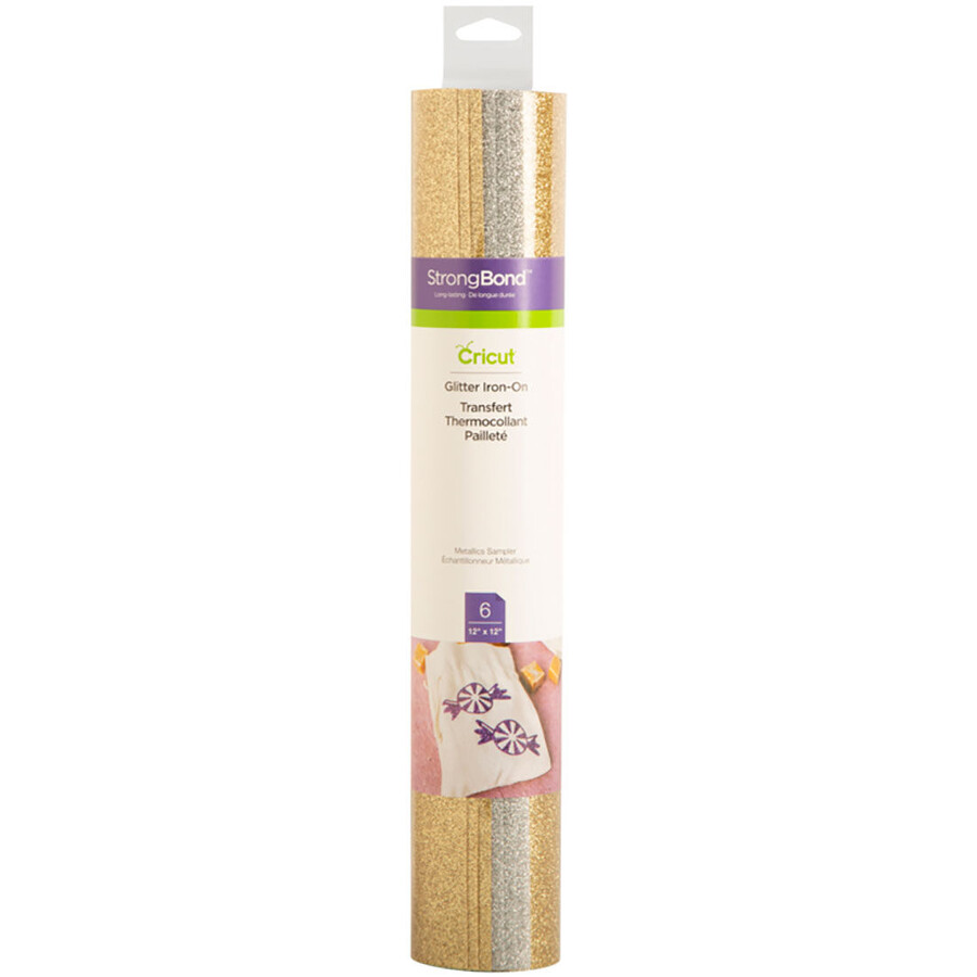 glittrigt strykbart provstycke metallic