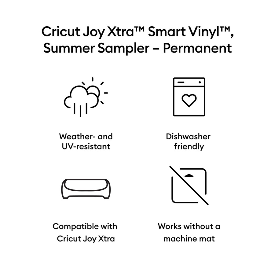 cricut joy xtra smart vinyl – permanent provlapp sommar 3 st