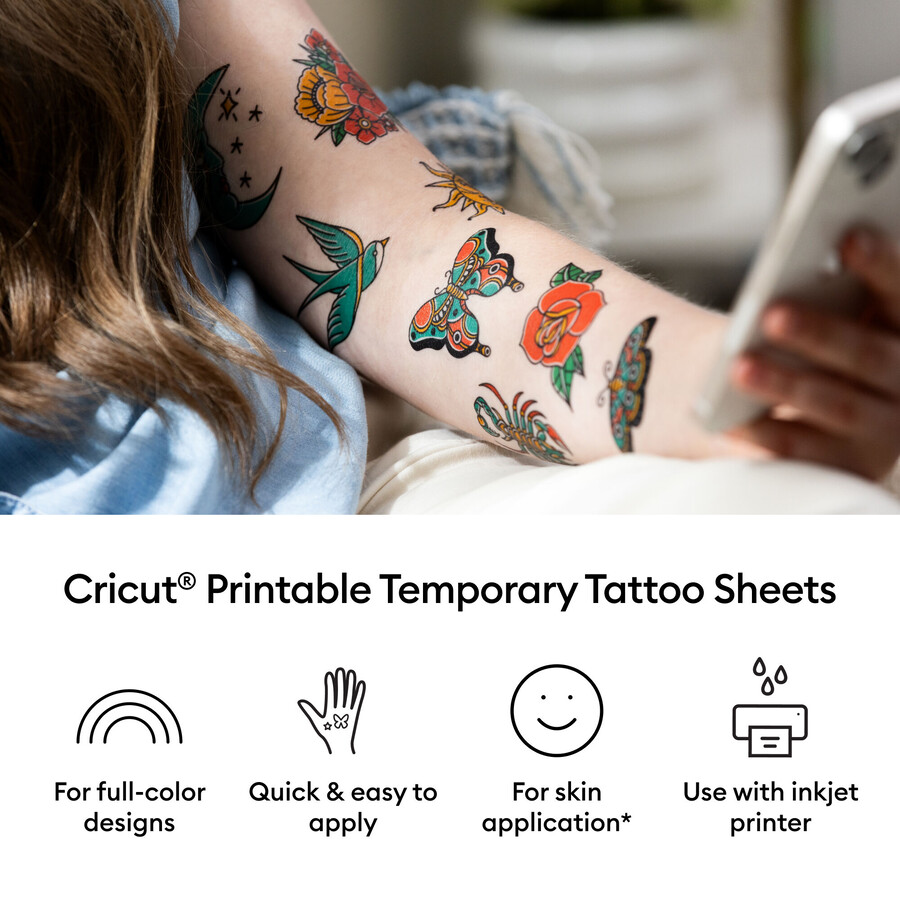 cricut utskrivbara tillfälliga tatueringsark - 85 x 11 tum 8 ct