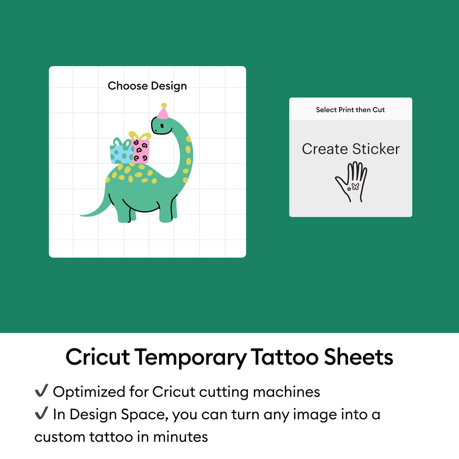cricut utskrivbara tillfälliga tatueringsark - 85 x 11 tum 8 ct