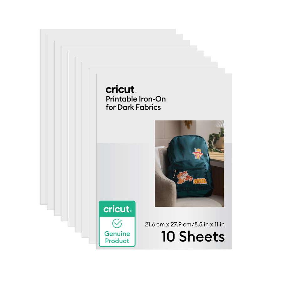 cricut utskrivbar stryk-på-lapp för mörka tyger - 85 x 11 tum 10 st