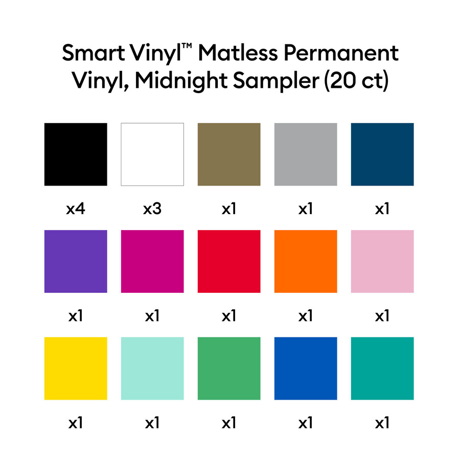 cricut smart vinyl permanent vinyl utan matta färgglatt provtryck – 13 x 12 tum 20 st