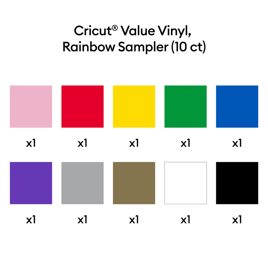cricut value vinyl rainbow sampler - 12 x 12 tum 10 st