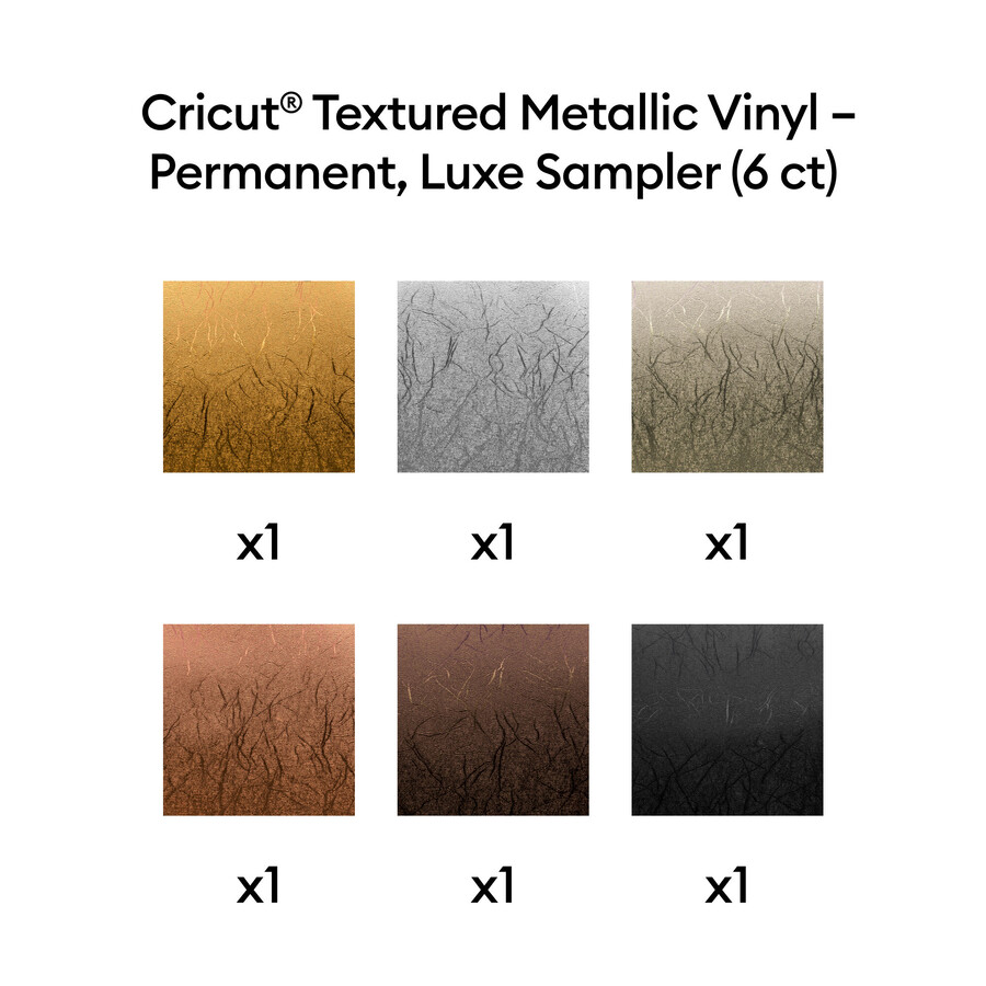 cricut texturerad metallisk vinyl – permanent lyxig provbit – 12 x 12 tum 6 st