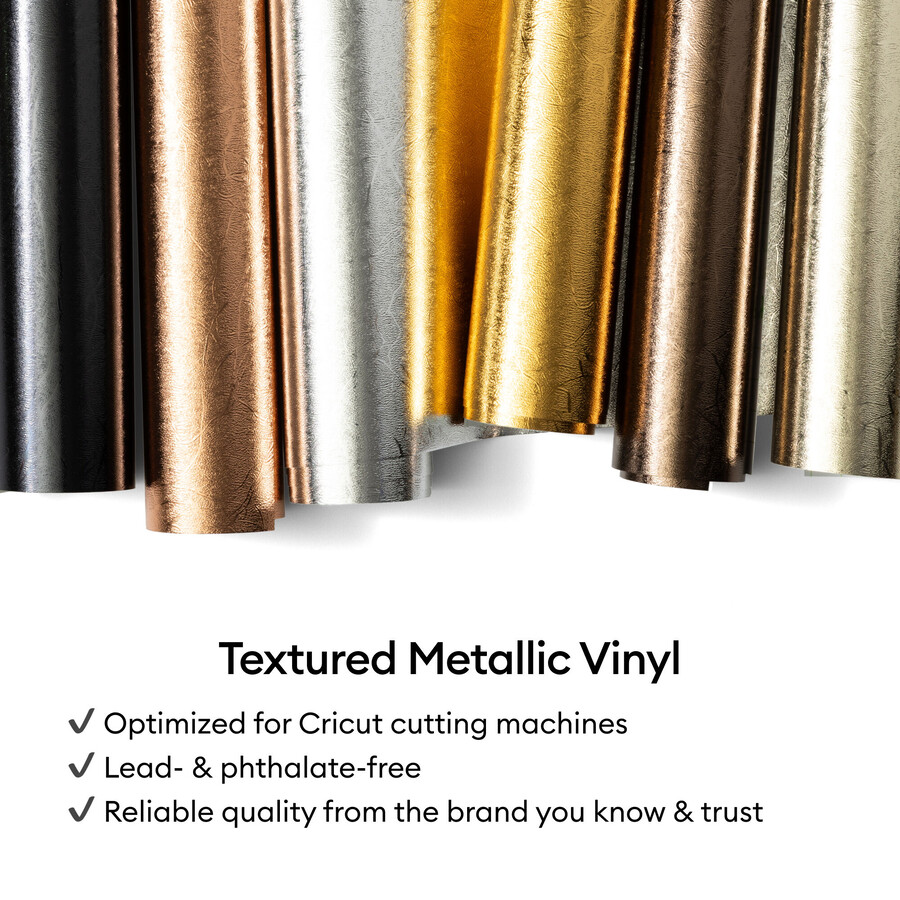 cricut texturerad metallisk vinyl – permanent lyxig provbit – 12 x 12 tum 6 st