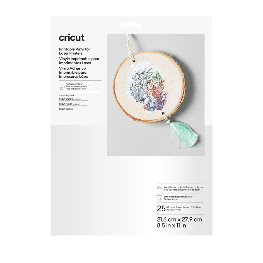 cricut utskrivbar vinyl för laserskrivare - 85 x 11 tum 25 ct