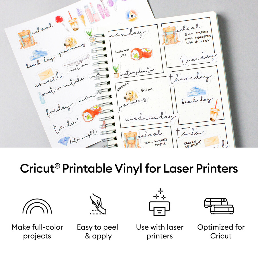 cricut utskrivbar vinyl för laserskrivare - 85 x 11 tum 25 ct