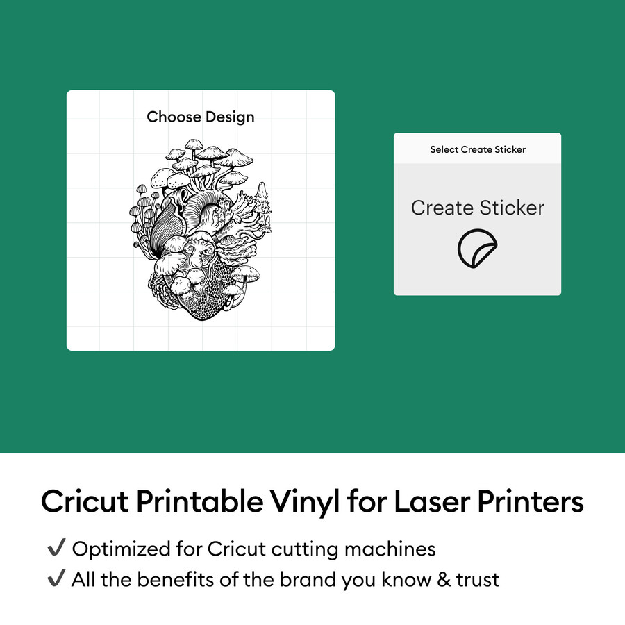 cricut utskrivbar vinyl för laserskrivare - 85 x 11 tum 25 ct