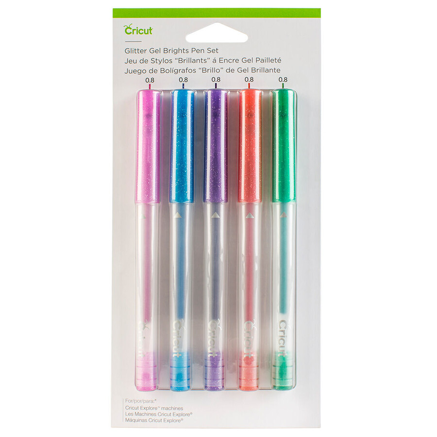 set med glitterpennor klara färger 5 st.