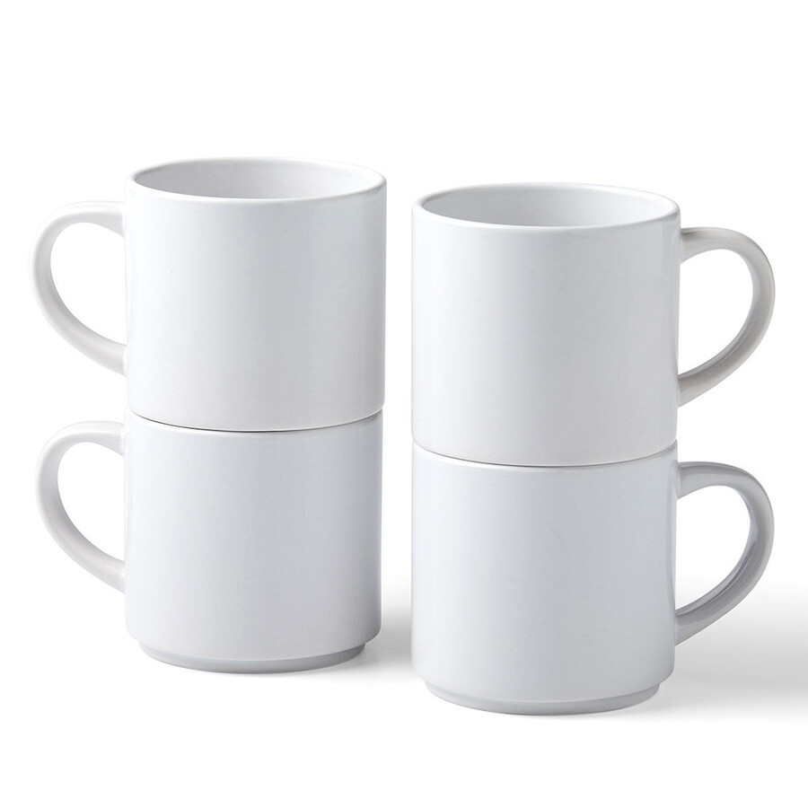 stapelbar keramisk mugg blank vit - 300 ml 4 st